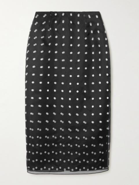 Bethan Layered Polka-dot Recycled-organza And Faille Skirt