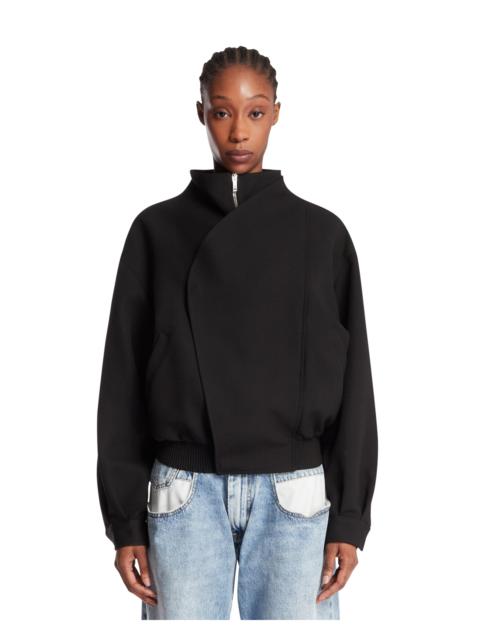 Black Wool Bomber Jacket