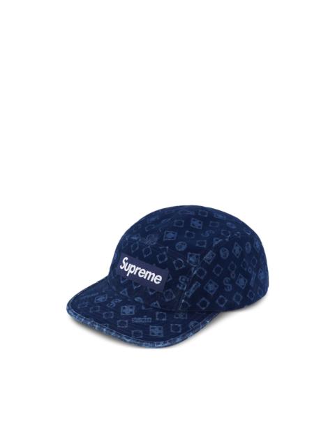 flocked denim "Blue" camp cap