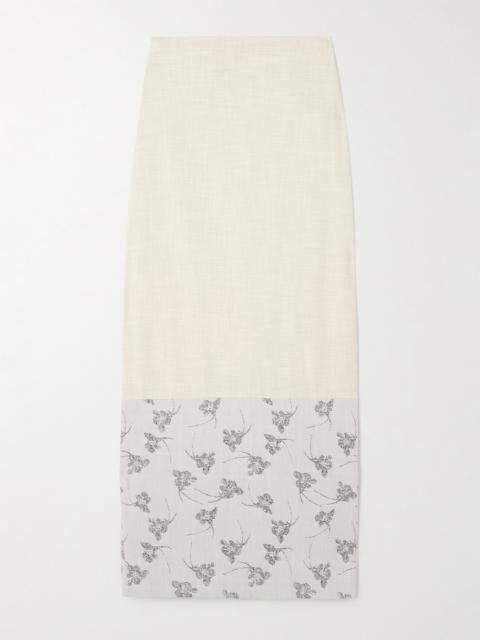 Mila Woven And Denim-jacquard Midi Skirt