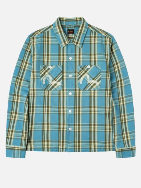 Seagull Print Relax Fit Plaid Flannel Shirt