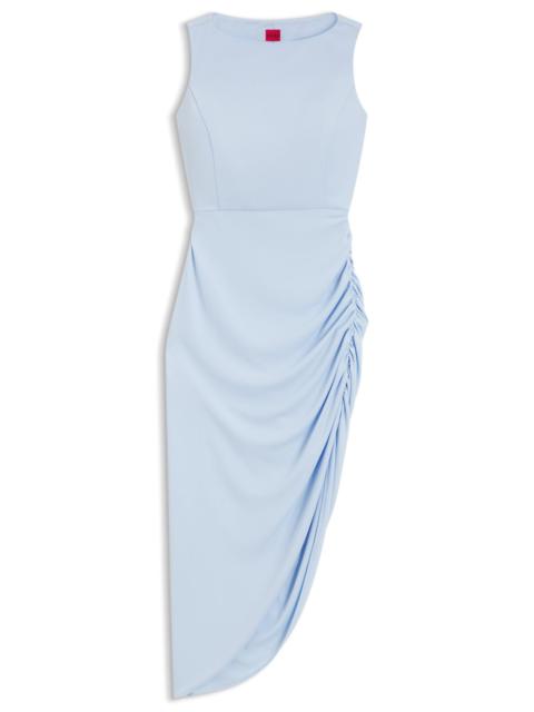 CREPE DRESS WITH GATHERED ASYMMETRIC HEMLINE