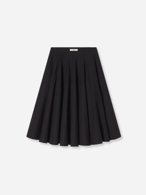 Godet Midi Skirt in Cotton Pique