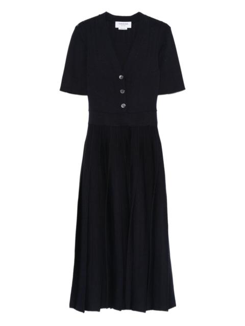 button-pleated maxi dress