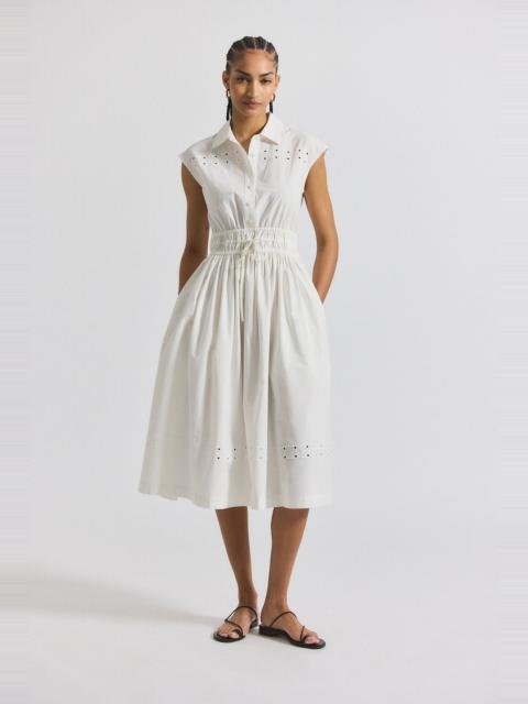 NIKITA POPLIN EMBROIDERED EYELET CINCH WAIST SHIRTDRESS