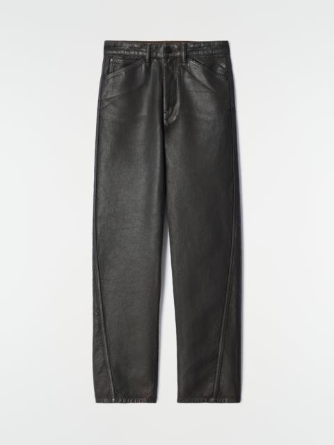 TWISTED FIVE-POCKET PANTS IN COATED DENIM