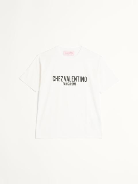 COTTON T-SHIRT WITH CHEZ VALENTINO PRINT