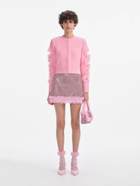 Pink Cut Out Lace Detail Cardigan