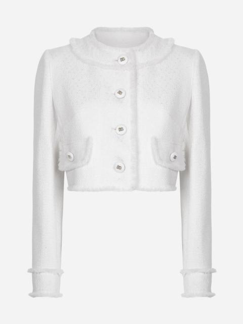 Short raschel tweed jacket