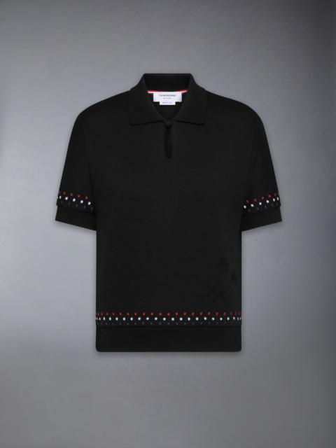 COTTON MILANO STARS & SNOWFLAKE EMBROIDERY POLO