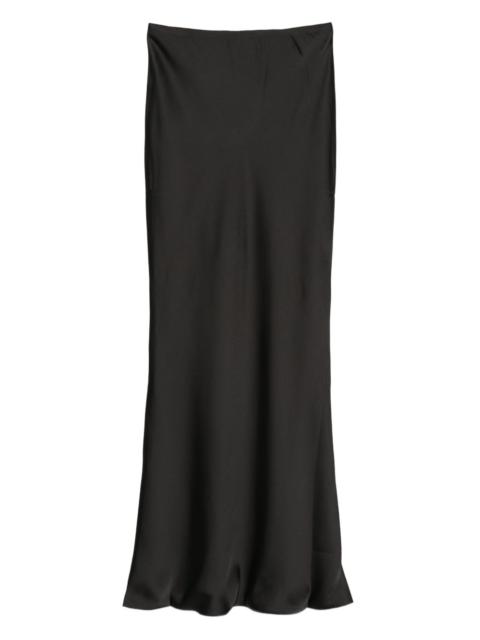 satin-finish midi skirt