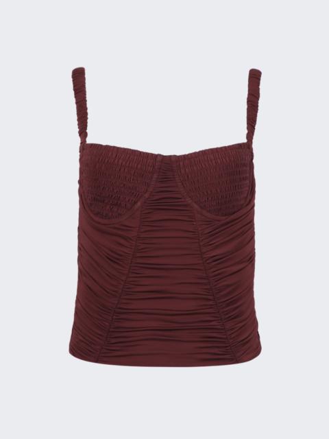 Smocked Doric Corset Oxblood Red