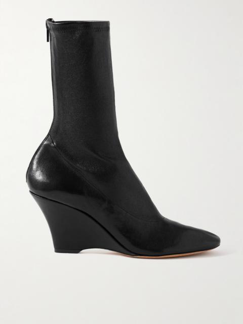 Leather Wedge Ankle Boots