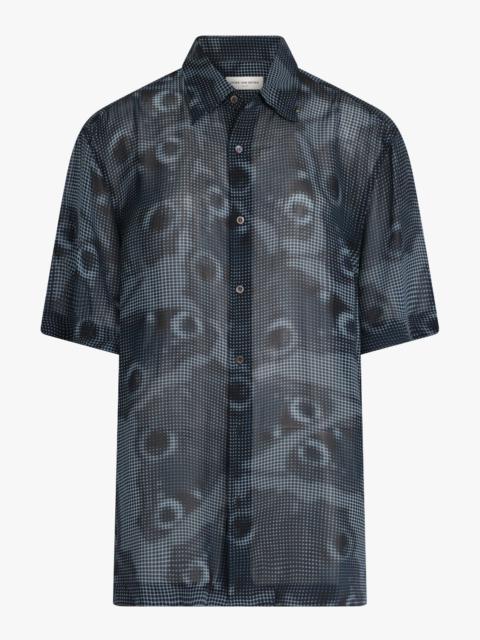 GRAPHIC ABSTRACT PRINT S/S RELAXED SHIRT | PETROL BLUE