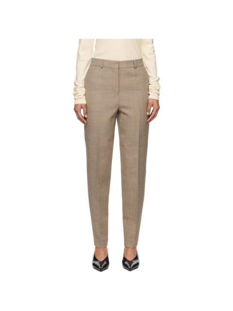 Beige Low-Waist Tailored Trousers