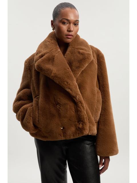 Plus Size Faux Fur Buttoned Short Coat