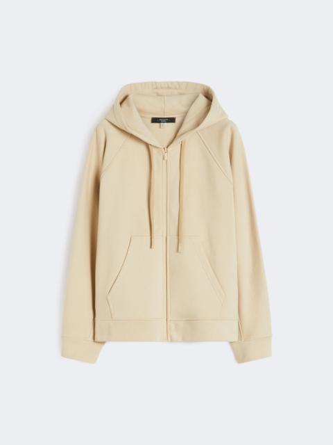 Cotton zip-up sweatshirt - SAND