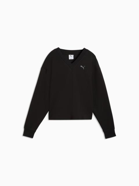 PUMA Elevated Essentials Women's V-Neck Sweatshirt