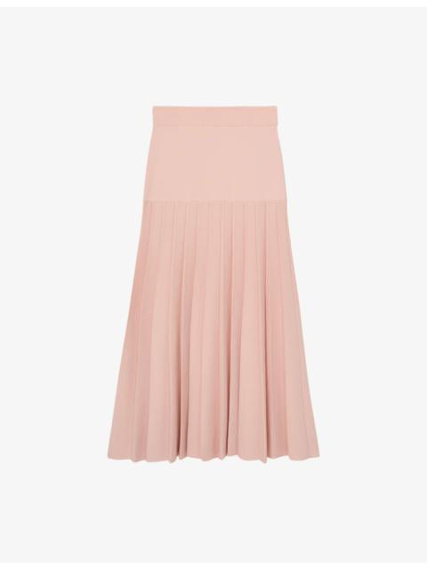 Alice Pleated Stretch-Knit Midi Skirt