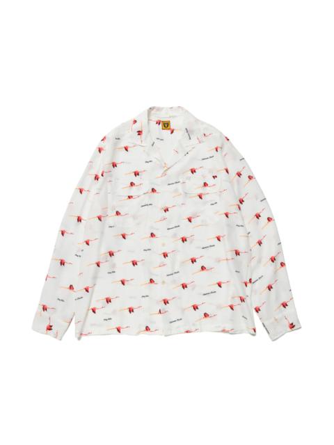 Human Made Flamingo Open Collar L/S Shirt White