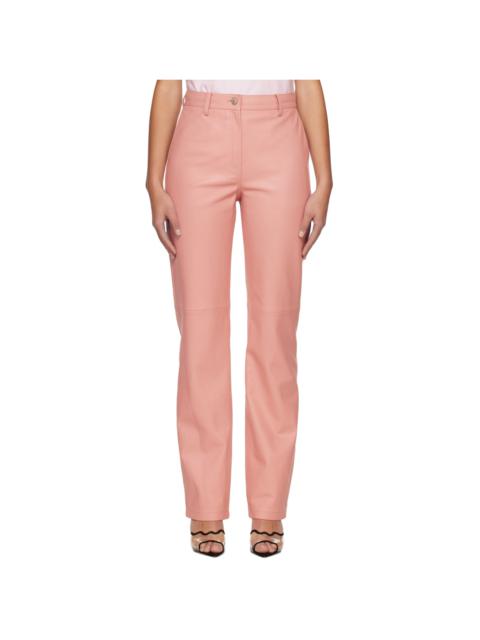 Pink Paneled Leather Pants