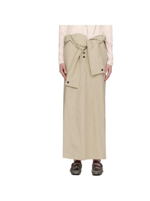 Beige Wrap Trench Midi Skirt
