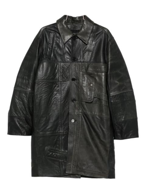 leather single-breasted coat