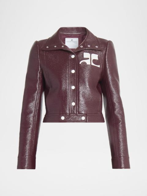 Textured Vinyl Crop Jacket