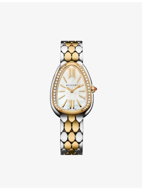 103755 Serpenti Seduttori 18ct yellow-gold, stainless-steel and diamond quartz watch