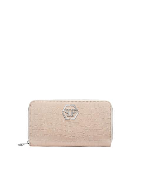 crocodile-effect zip-around wallet