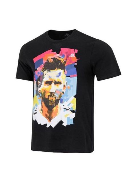 adidas M Messi G T Character Alphabet Numeric Printing Soccer/Football Sports Short Sleeve 1 0 Black