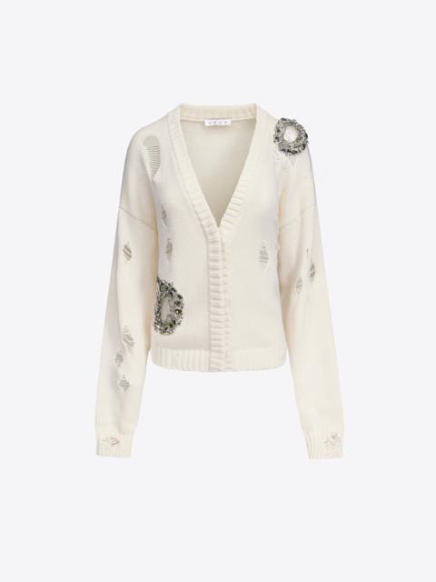 DISTRESSED CRYSTAL CARDIGAN