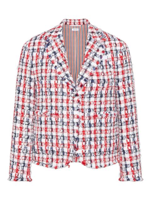 gingham-check tweed jacket