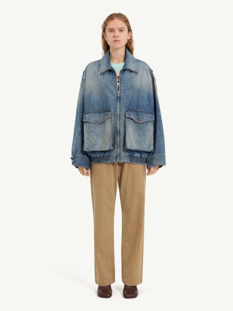 Denim jacket with flap pockets