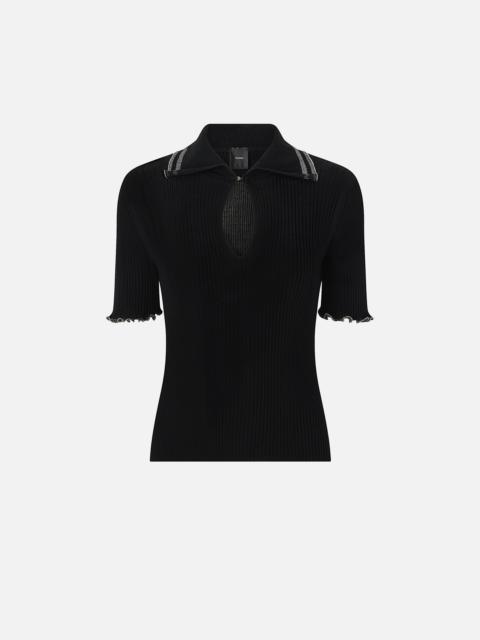 RIBBED SWEATER WITH JEWEL EDGES