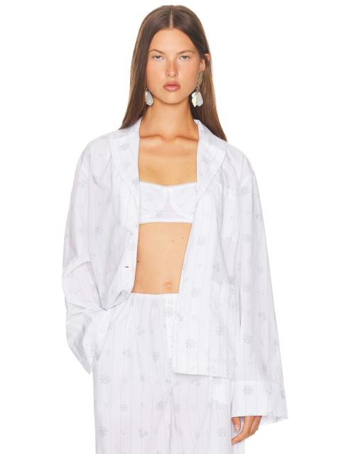 Pajama Top in Fleur Print Stripe