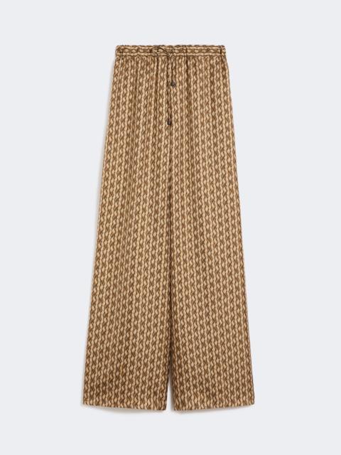 Wide-fit printed silk trousers - HAZELNUT BROWN