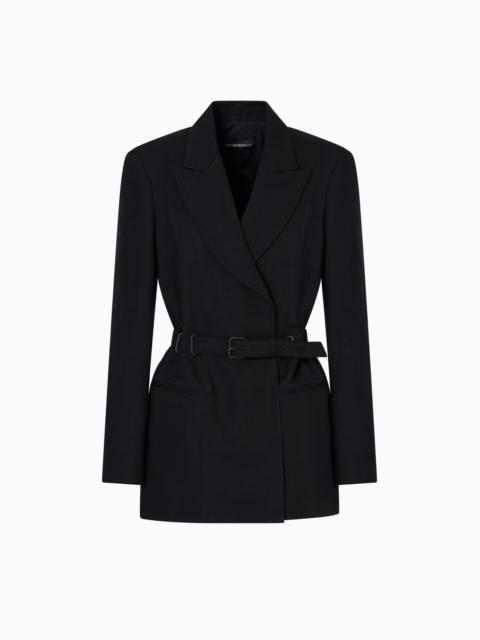 LINEN-BLEND BLAZER WITH BELT