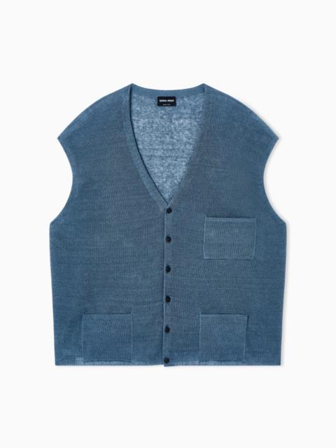 SINGLE-BREASTED LINEN WAISTCOAT