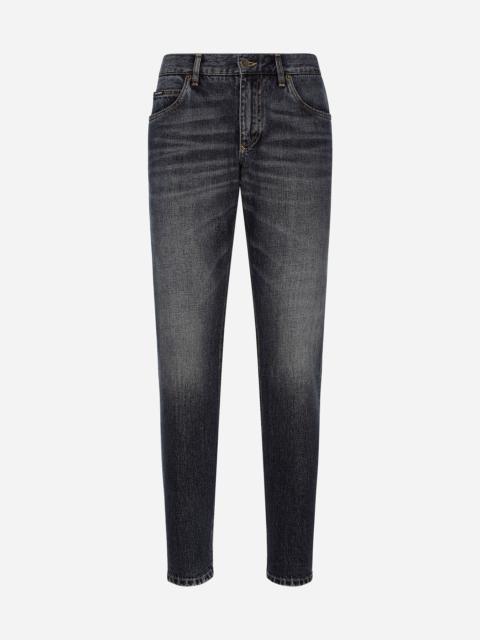 Regular-fit blue denim jeans
