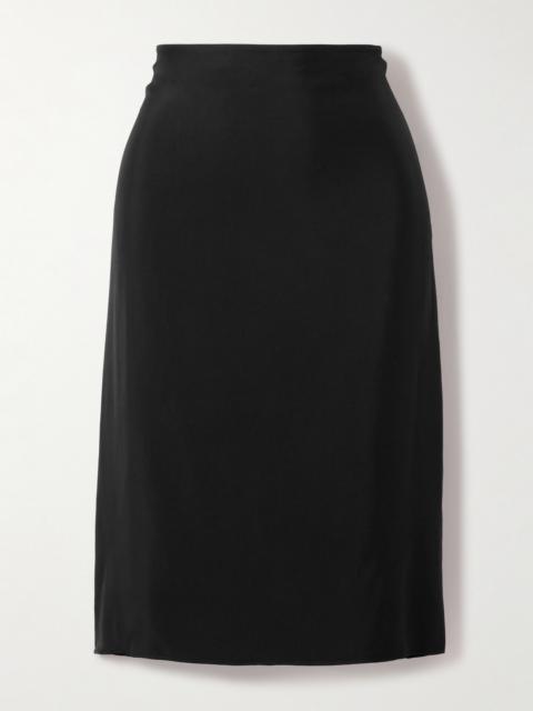 Pleated Satin-twill Skirt