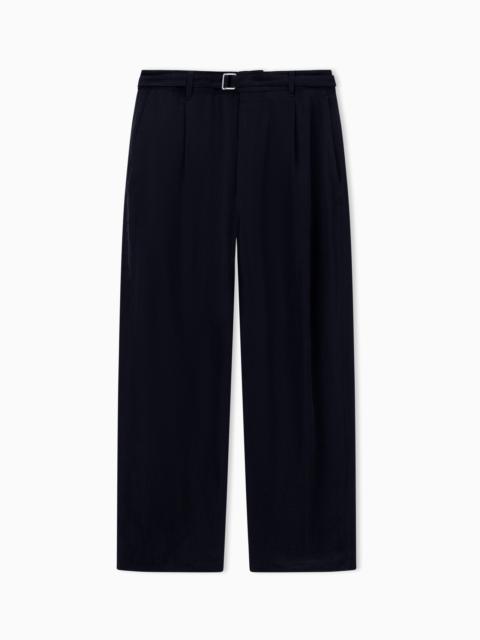 ASV CUPRO BASKETWEAVE SINGLE-PLEAT TROUSERS