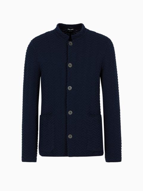 Single-breasted jacket in chevron Ottoman wool