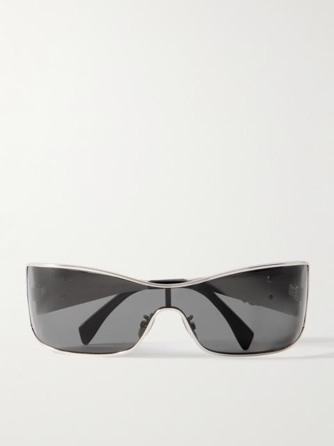 Rectangular-frame Silver-tone Sunglasses