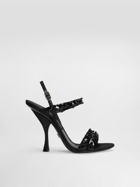 Sandals with rhinestone embroidery