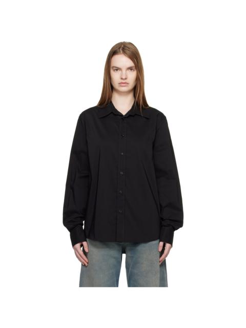 Black Poly Cotton Shirting Long-Sleeved Shirt
