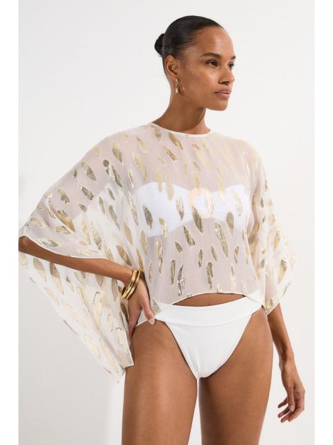 Beach Metallic Thread Kimono Sleeve Top