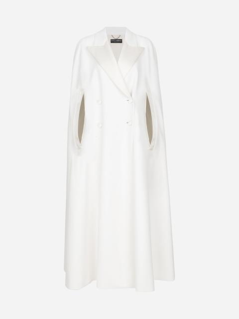 Double-breasted wool cape