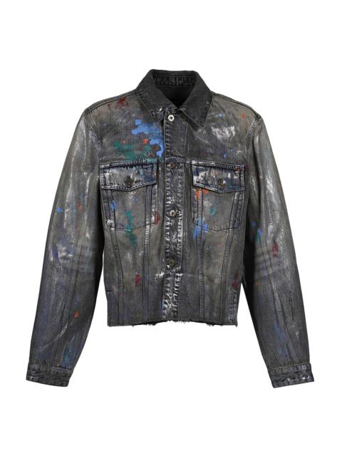 BLACK GLOSS-COATED PAINTED JACKET / BLK