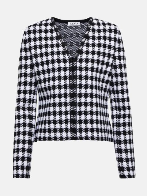 Houndstooth knitted cardigan